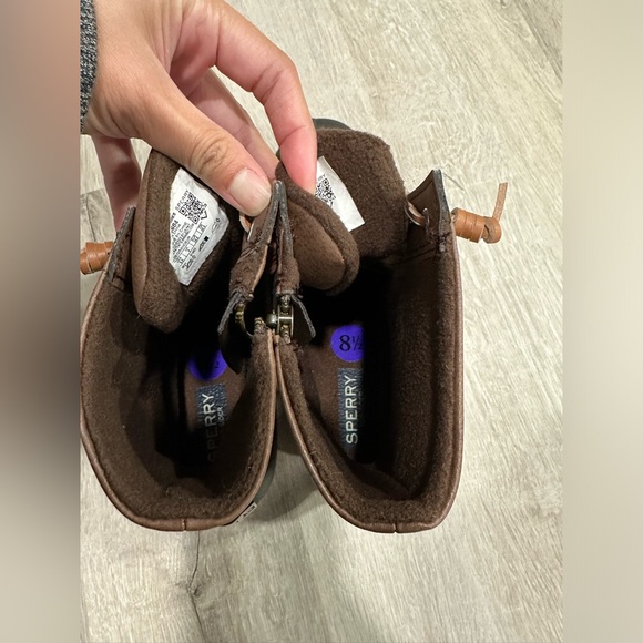 SH13 NWOT Sperry Boots Saltwater Quilted Rain Duck Waterproof Brown Womens 8.5 - Picture 5 of 9